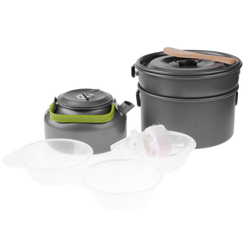 [HCM]Bộ nồi ấm dã ngoại cắm trại DS-308 dành cho 2-3 người