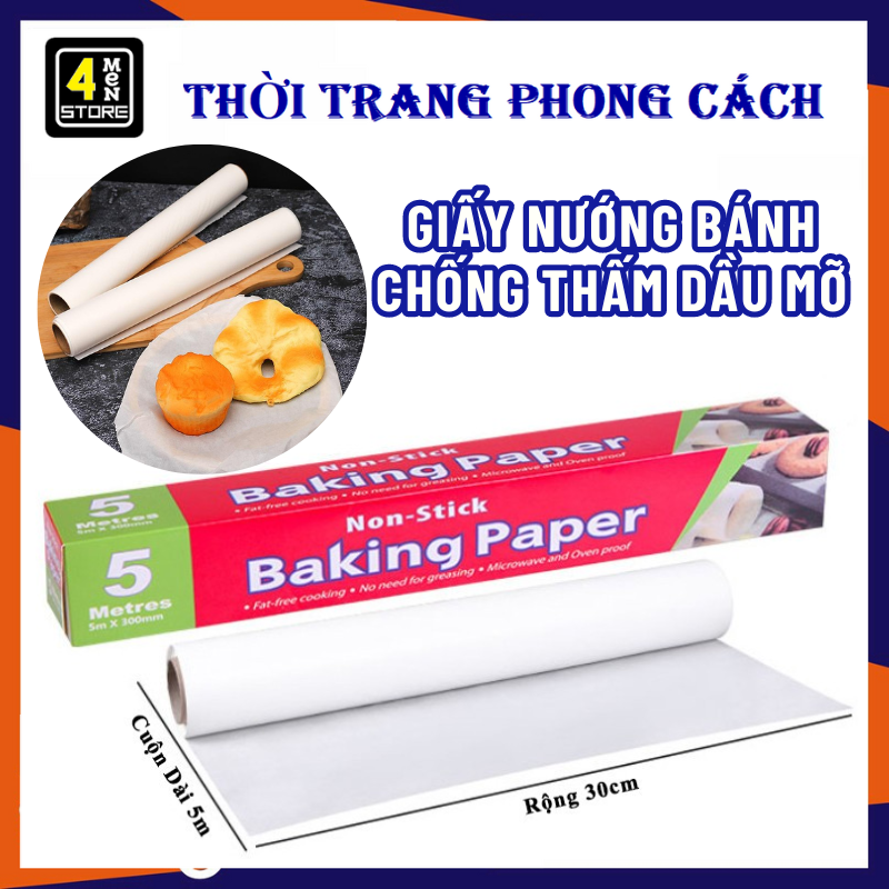Giấy nến, giấy sáp, lót nướng bánh, lẩu nướng hấp bánh chịu nhiệt chống dính không thấm dầu 30x5m - giấy nướng bánh không thấm dầu mỡ baking