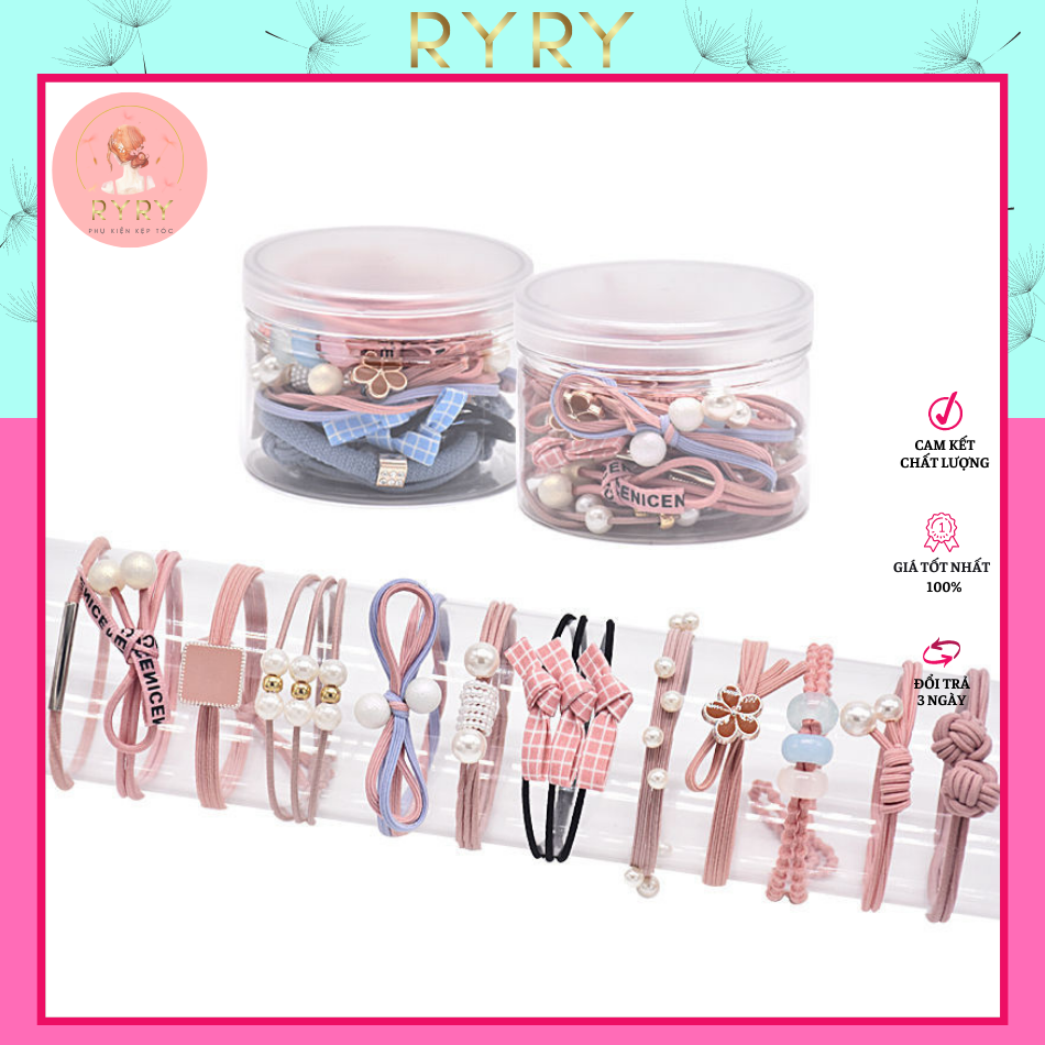 Set 12 Dây Cột Tóc xinh xắn dành cho nữ -4 màu lựa chọn