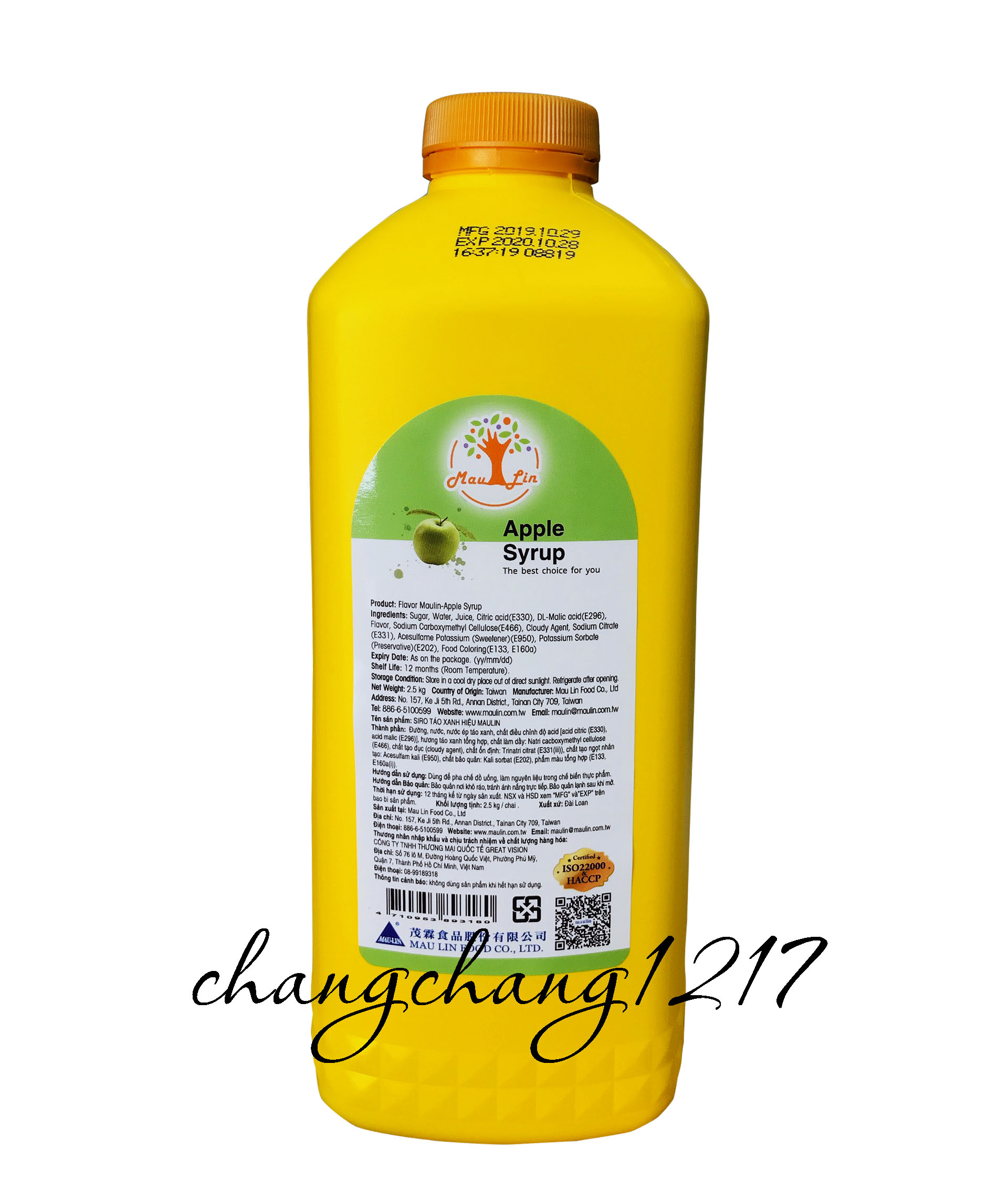 Siro Đài Loan Maulin Táo Bình 2kg5