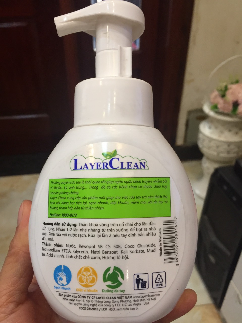 NƯỚC RỬA TAY DẠNG BỌT HỮU CƠ LAYER CLEAN