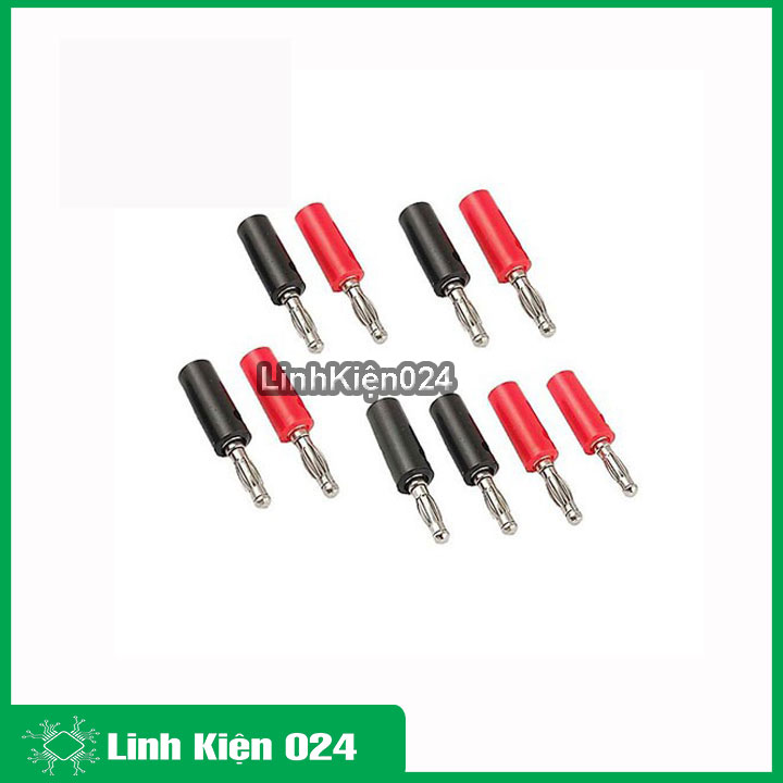 Bộ 8 chiếc jack nối JS90 và bắp chuối ( 2 JS90 đỏ, 2 JS90 đen, 2 bắp chuối đỏ, 2 bắp chuối đen )