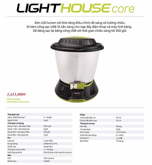 Đèn LED Cầm Tay Lighthouse 400 Core Lantern Goal Zero GZ 32009