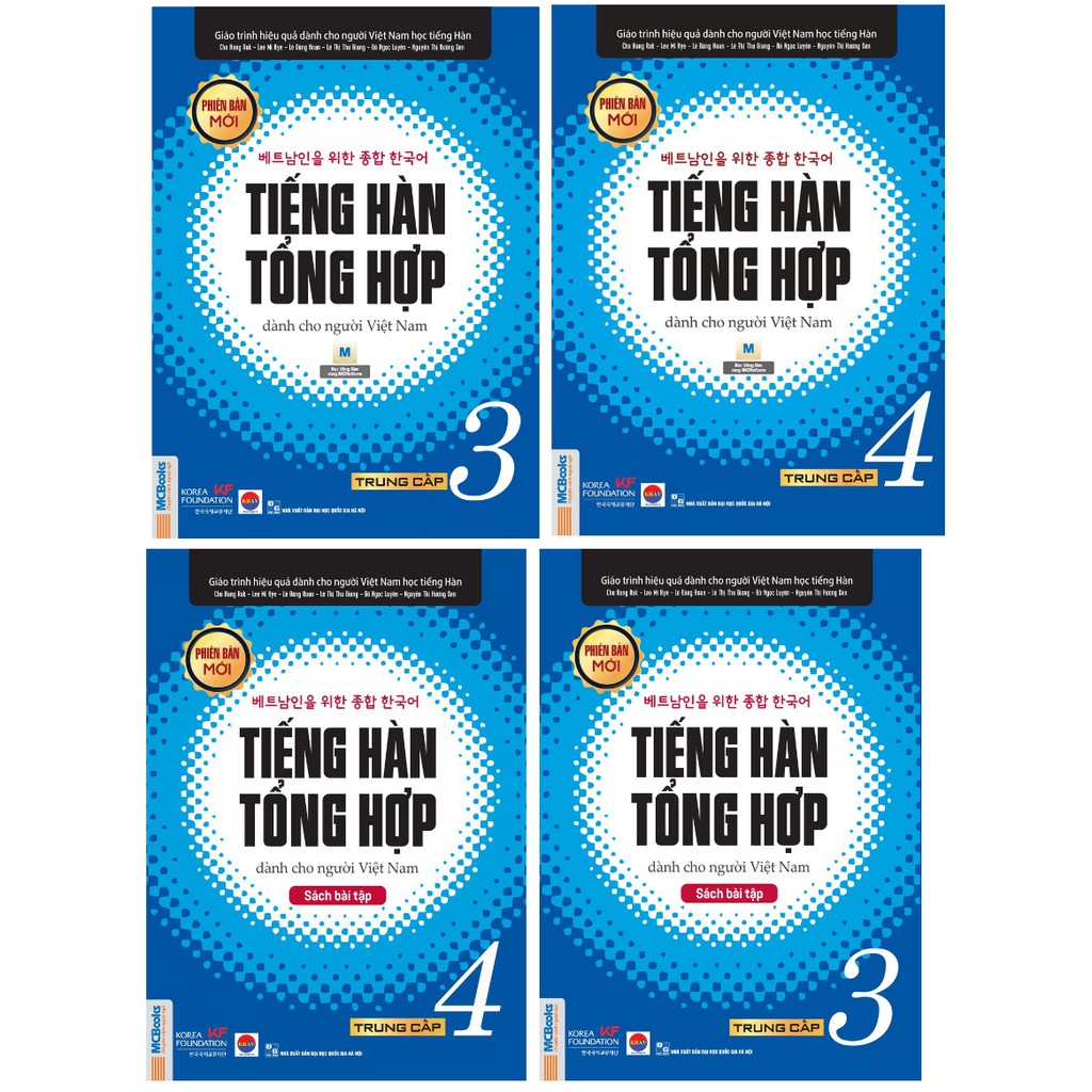 Sách - Combo 4 Tiếng hàn tổng hợp dành cho người Việt Nam Trung Cấp Tập 3 + Tập 4 Bản Đen Trăng