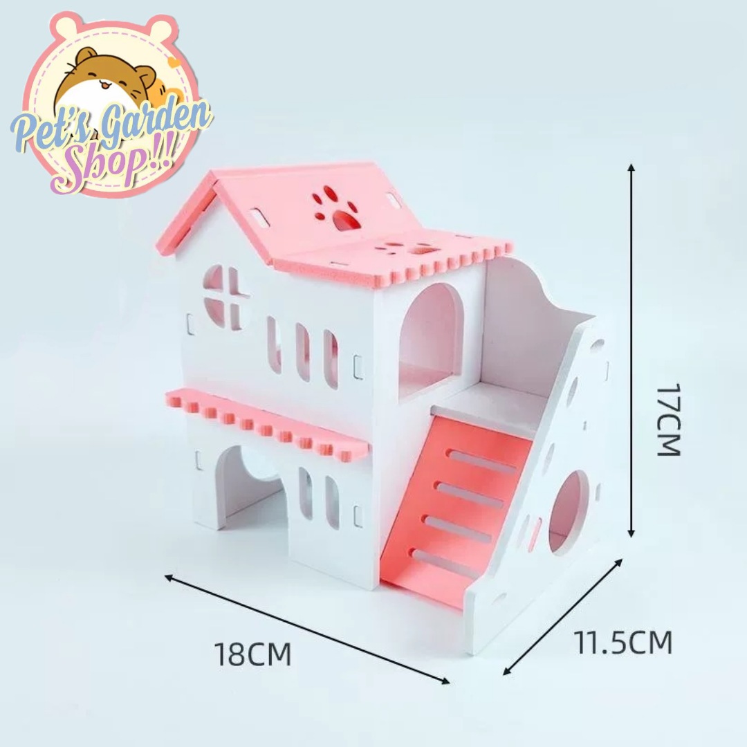 Nhà lầu mái Thái gỗ ép dạng lắp ráp cho hamster