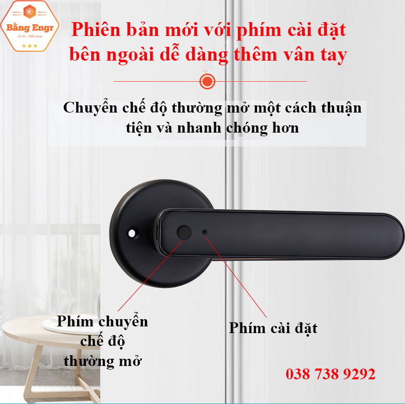 (Phiên bản mới) Khóa cửa vân tay kiểu tròn lắp đặt dễ dàng VB01