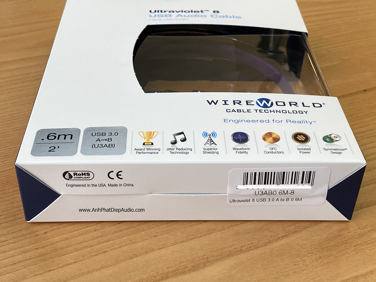 Dây usb WIREWORLD Ultraviolet 8 USB 3.0 A to B Audio Cables