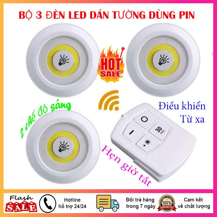 [HCM][Hàng Hot] Bộ 3 đèn led dán tường thông minh điều khiển từ xa