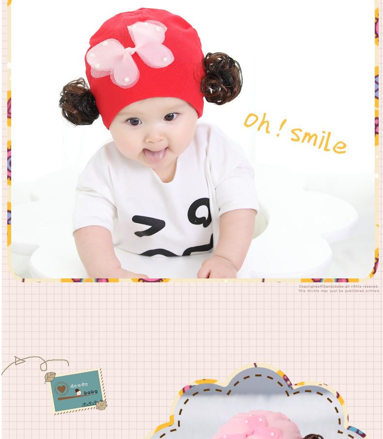 Mũ tóc giả cotton cho bé gái cánh bướm(1-36 tháng)