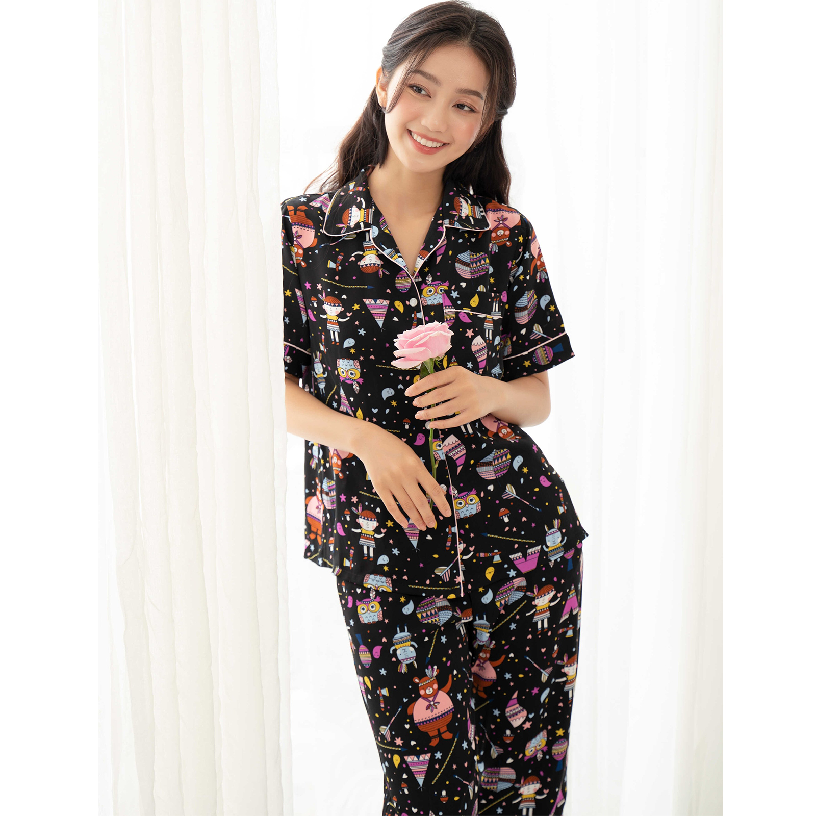 VIBES Pijama lửng Owl Capri Py Set