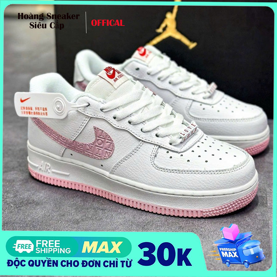 [ FREESHIP MAX ] Giày Thể Thao Nữ AF1 Pink Love Trắng Hồng, Giày Thể Thao Sneaker Air Force 1 Low Valentine Day Ver2 2023