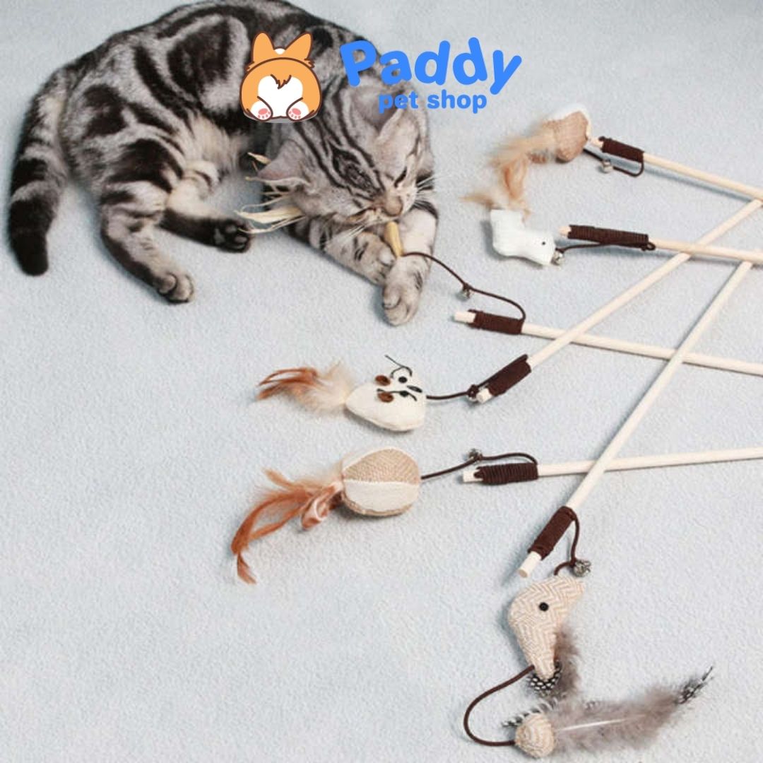 Cần Câu Mèo Đính Đồ Chơi Kèm Chuông