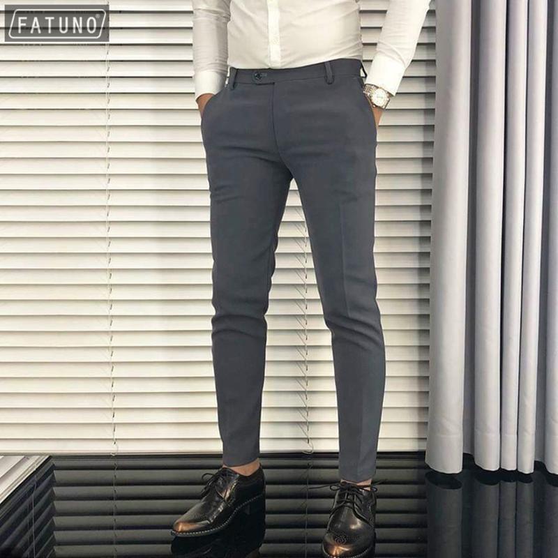 Quần Tây Nam Đẹp Phong Cách Trẻ Trung Dáng Ôm Body Vải Chống Nhăn, Không Bai Xù.Quần Âu Nam Dáng Ôm Hàn Quốc Màu Ghi Xám