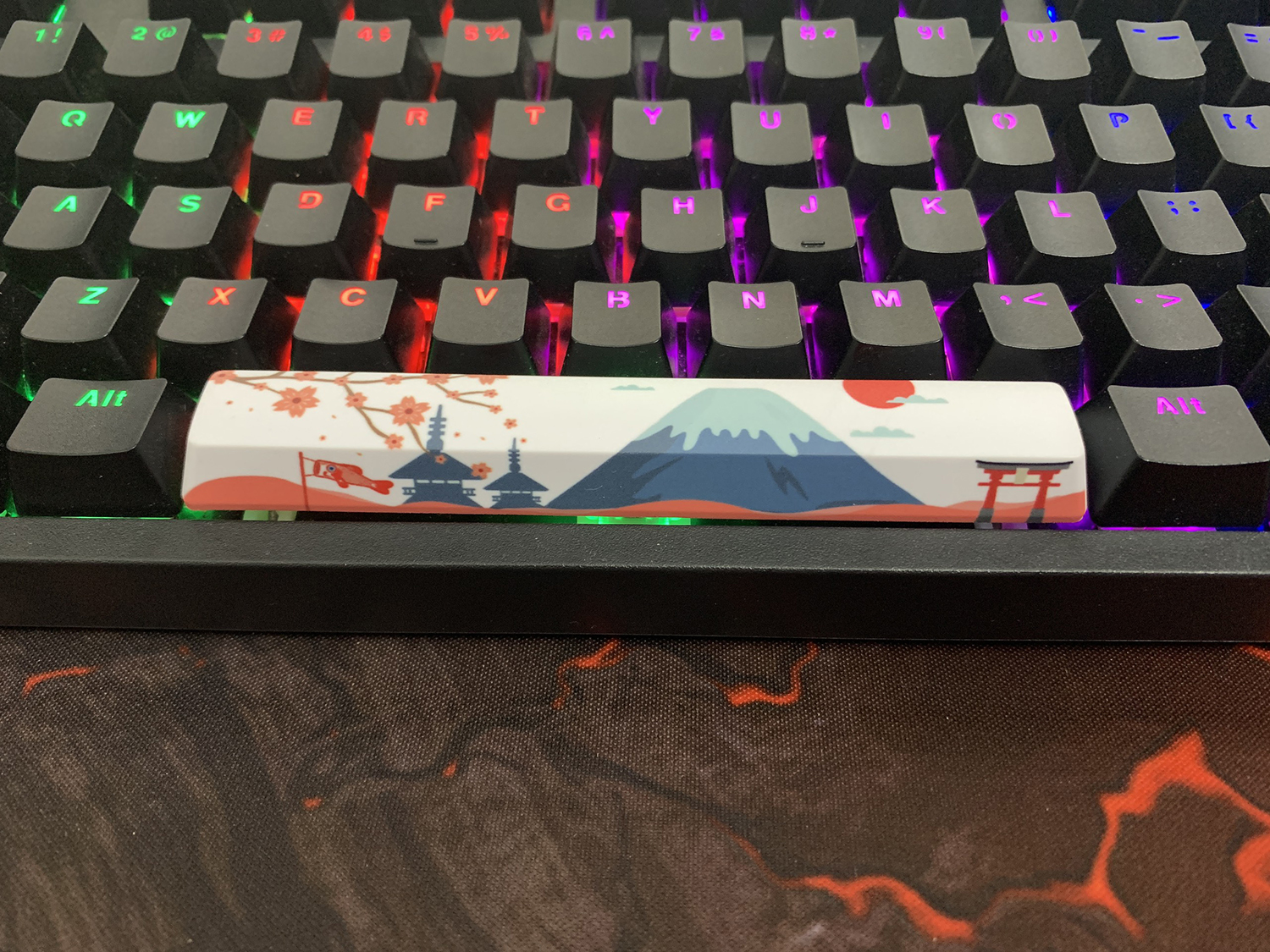 Keycap spacebar dragon ball và keycap Tokyo núi phú sĩ