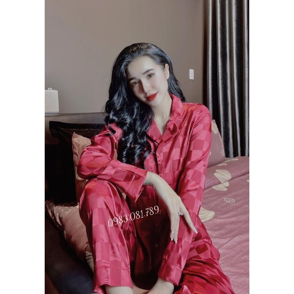 bộ pijama tay dài- quần dài chất lụa lụa gấm
