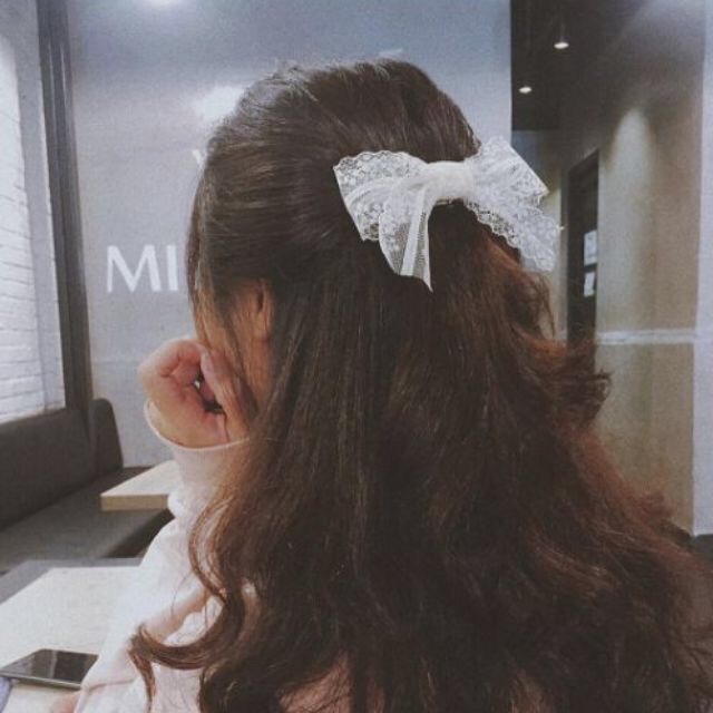 Kẹp Tóc Phối Nơ Ren Mỏng Tiểu Thư