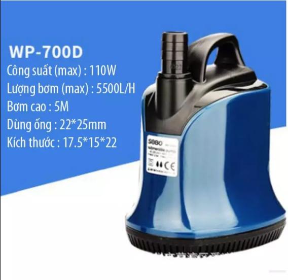 Bơm hút cặn bể cá bơm chìm hút đáy 360 độ sobo wp 700d
