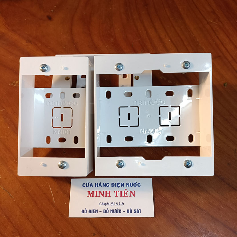Hộp Đế nổi Đơn NN101, đế nổi đôi NN102 Nanoco (Panasonic), nổi đơn thấp SINO CK157, nổi đơn - đôi MPE AK2237N