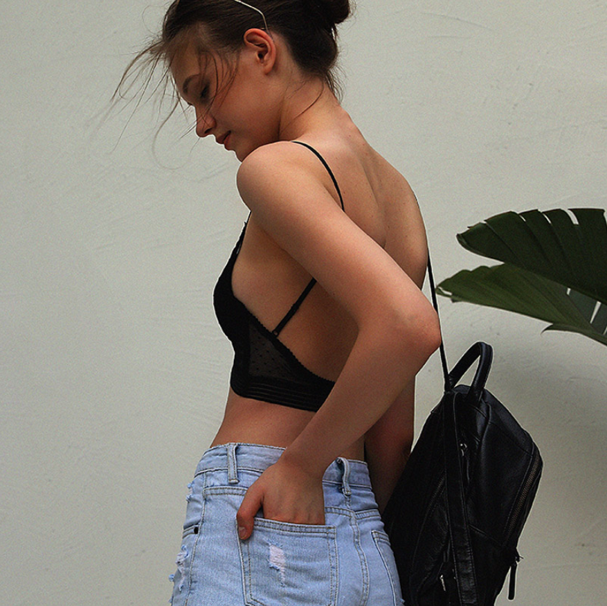 Bralette Ren Lưới Hở Lưng Cao Cấp Mới B145