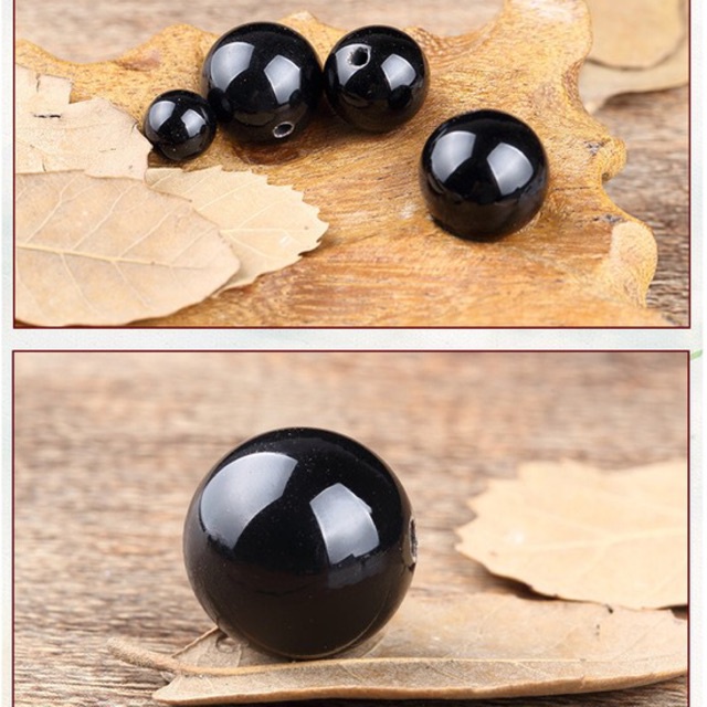Hạt tròn A.gat Đen làm handmade DIY - MH431