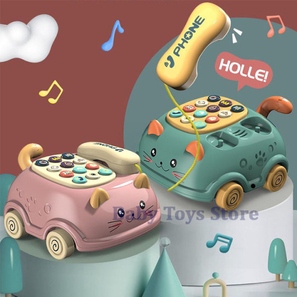 Điện thoại đồ chơi hình mèo có nhạc và đèn cho bé - Xe kéo đồ chơi ô tô hình mèo dành cho trẻ từ 0 đến 6tuổi - Đồ chơi âm nhạc co bé trai bé gái cute - Quà tặng sinh nhật cho các bé telephone