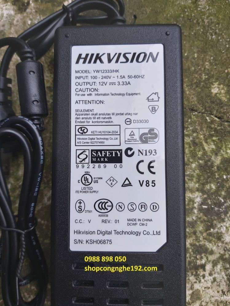 Adapter hikvision 12V 3.33A chân 4 pin
