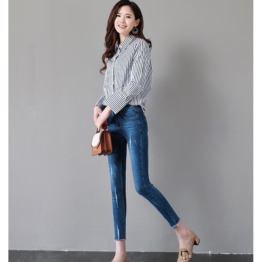 Quần jeans nữ 9 tấc quần bò nữ lửng dáng skinny co giãn 40-65kg
