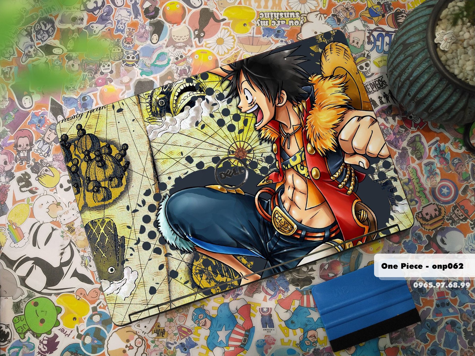 Decal Skin dán Laptop Dell mẫu One Piece (inbox mã máy cho shop)