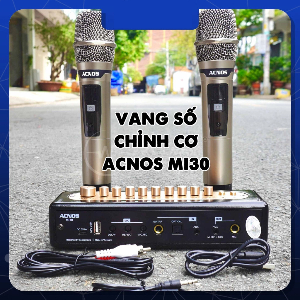 Vang Cơ Chống Hú Vang Số Chỉnh Cơ Di Động ACNOS Mi30 Kèm 2 Micro Micro Sóng UHF Chỉnh Được 30 Kênh Tần Số Chống Ồn Chủ Động Effect Mượt Mà Reverb Chuyên Nghiệp Cổng Sub Riêng Biệt