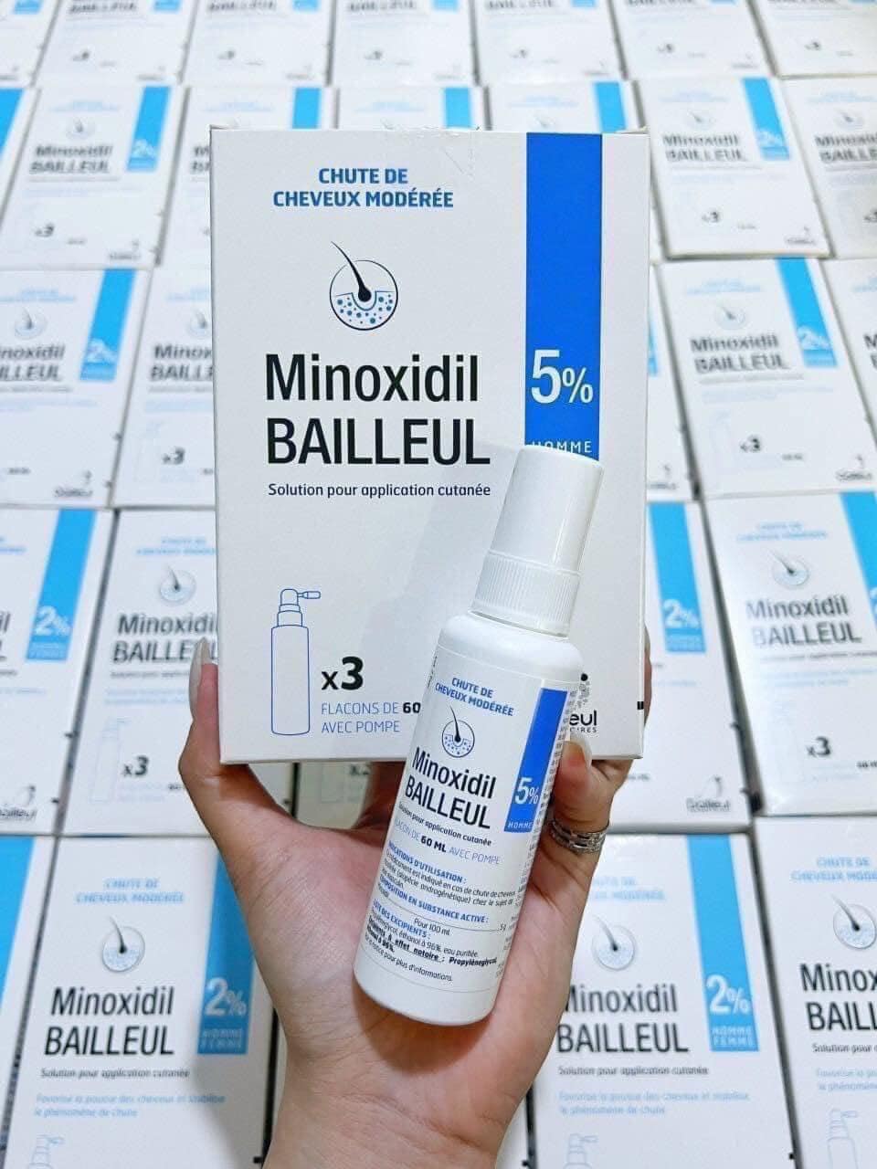 [Bill Pháp] Xịt kích mọc tóc Minoxidil Bailleul 5% và 2% (60ml) Date 2027