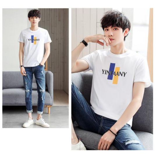 Áo Thun Nam Mẫu Mới 2023 Tay Ngắn Họa Tiết Chữ YINFAANY Phong Cách Đơn Giản Dễ Phối Đồ Shiny Sunday MEN TOP 199