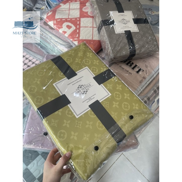 Bộ chăn ga gối Phi Lụa thương hiệu in vân chìm 3D mới MH2T STORE