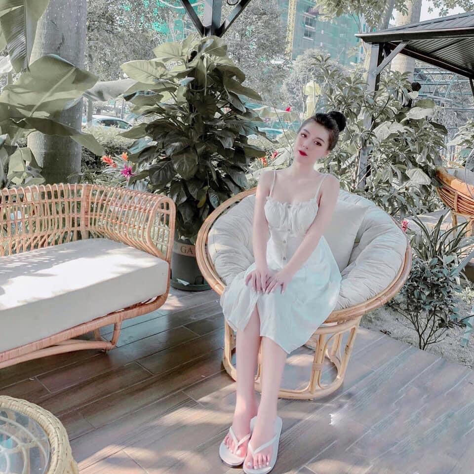 Đầm xòe hai dây hở lưng thời trang
