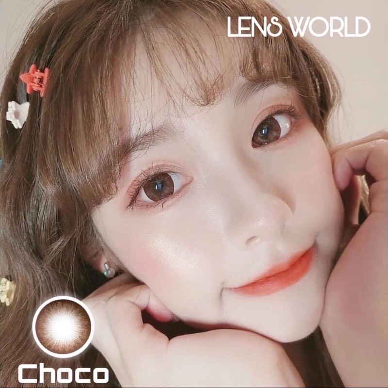 Lens - Kính áp tròng Nâu choco giãn tròng to tự nhiên sử dụng 1 năm ( tặng kèm khay đựng mini) Hana lens