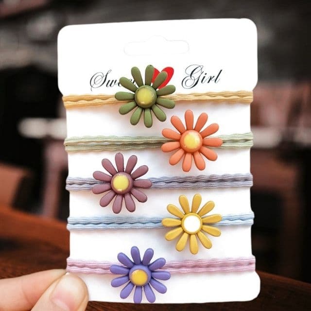 Set 10 Dây Thun Cột Tóc, Buộc Tóc Hoa Cúc Kiểu Hàn Quốc.