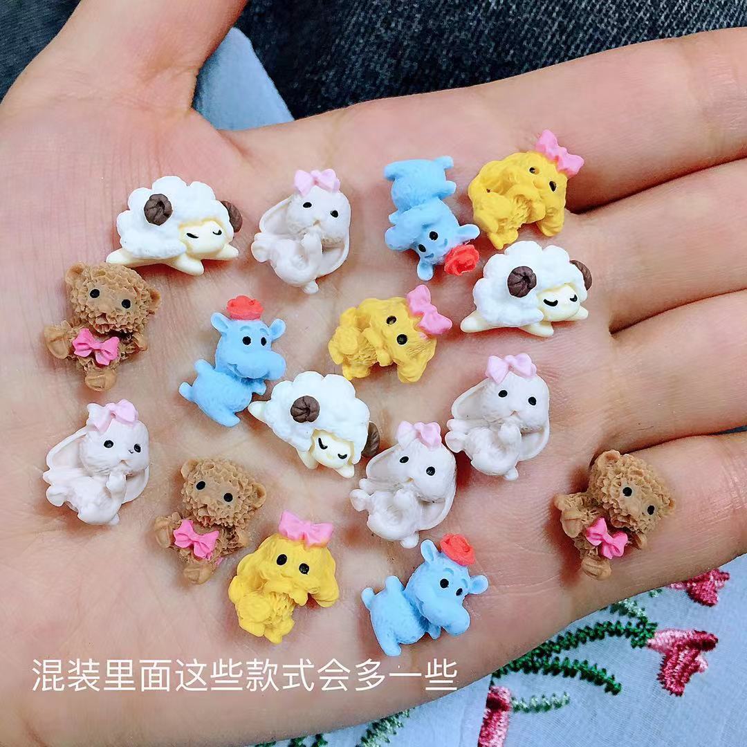 Set charm hoạt hình trang trí móng, charm thú mix kiểu (túi - 20 charm)