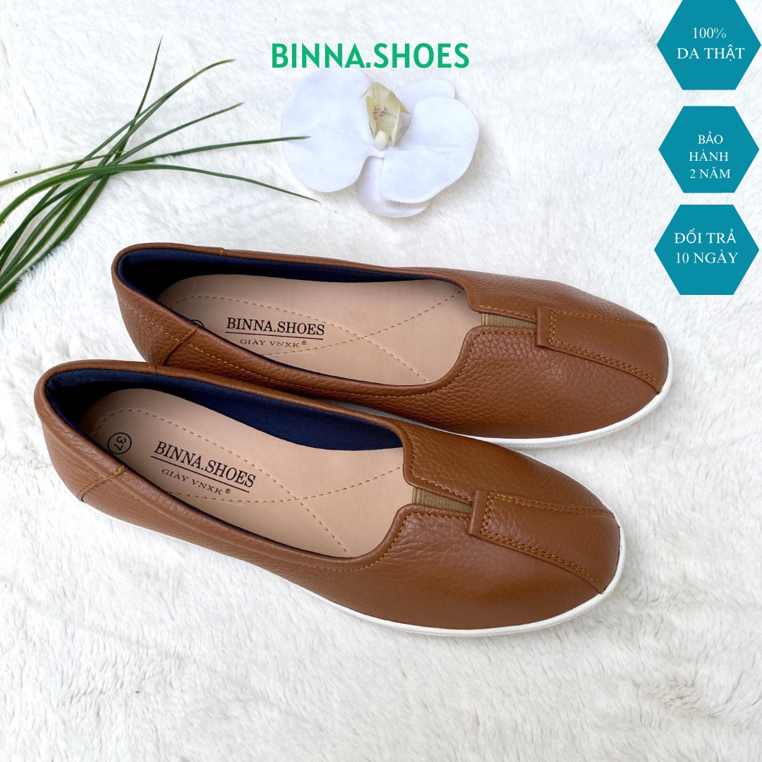 GIÀY nữ slipon cao cấp da thật BINNA-732 giay da êm mềm đế chống trơn trượt