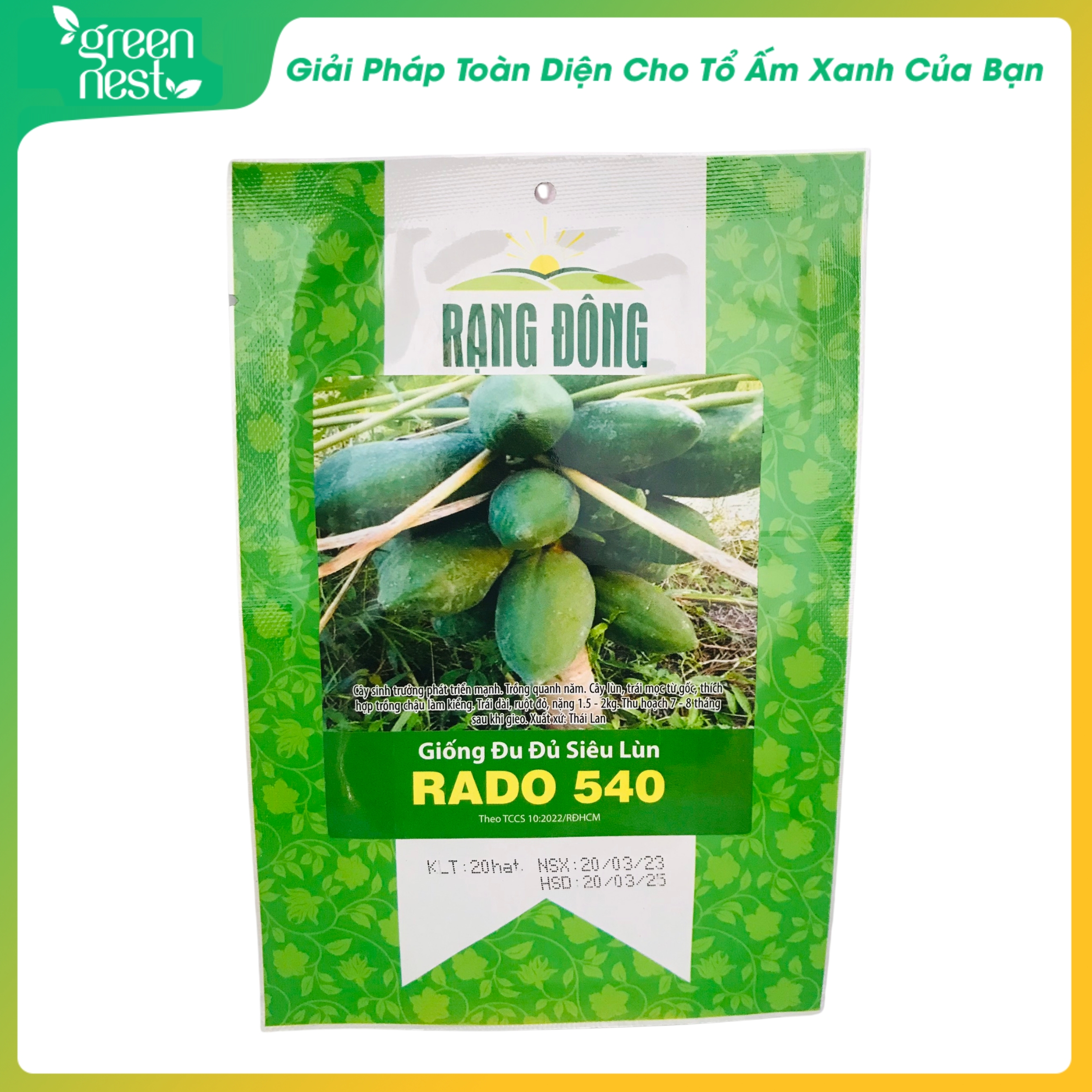Hạt giống đu đủ siêu lùn rado 540 - 20 hạt