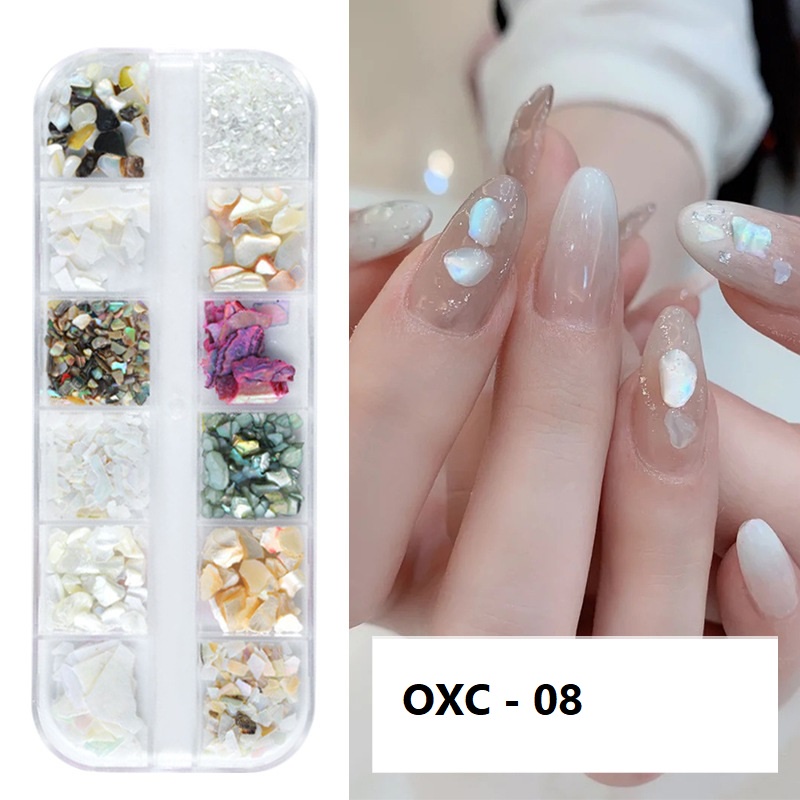 Set Đá Xà Cừ Hỗn Hợp 12 Màu trang trí móng