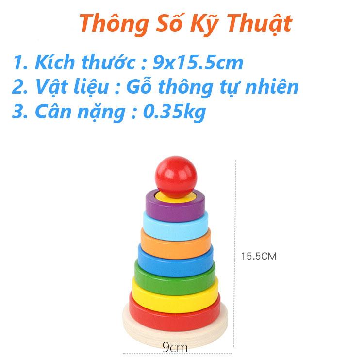 Đồ chơi tháp cầu vồng thông minh bằng gỗ