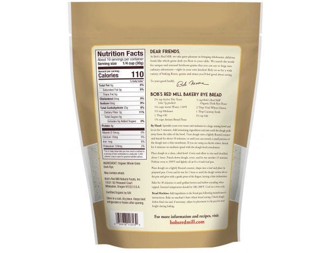 Bột Mỳ Đen Hữu Cơ Bob's Red Mill 567g