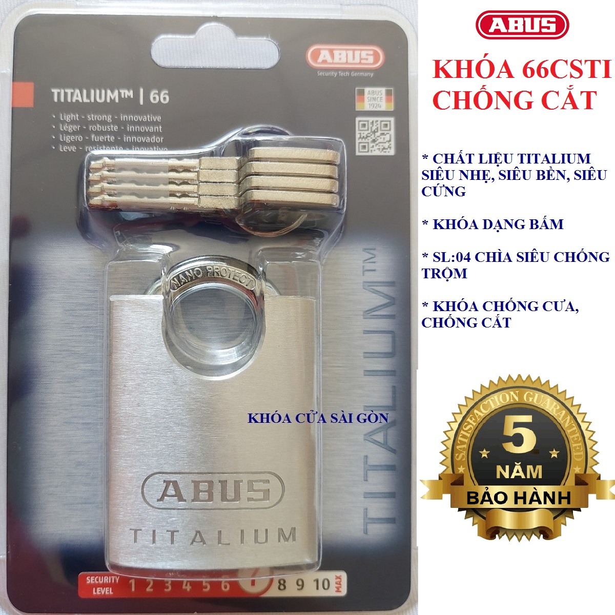 [Hỏa tốc HCM] KHÓA BẤM ABUS 66CSTI/60, 66CSTI/50 - BH 5 NĂM