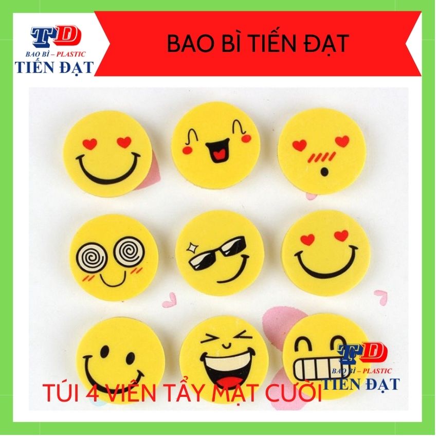 Túi Gồm 4 Viên Tẩy Mặt Cười (Tẩy Hình Mặt Cười); BAOBITIENDAT