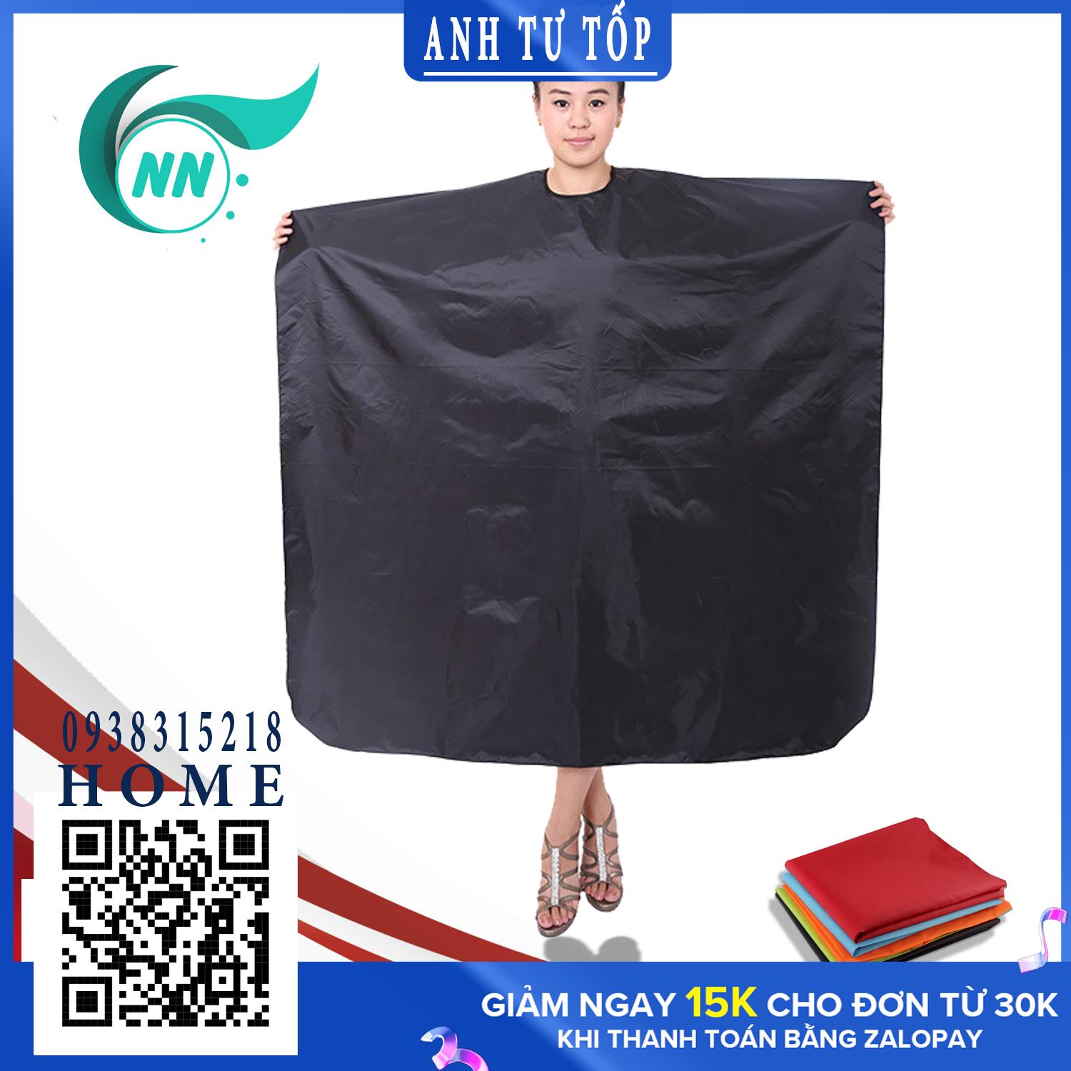 Áo choàng cắt tóc 1m x 1m8 chất liệu vải bình thường ( Màu ngẫu nhiên )