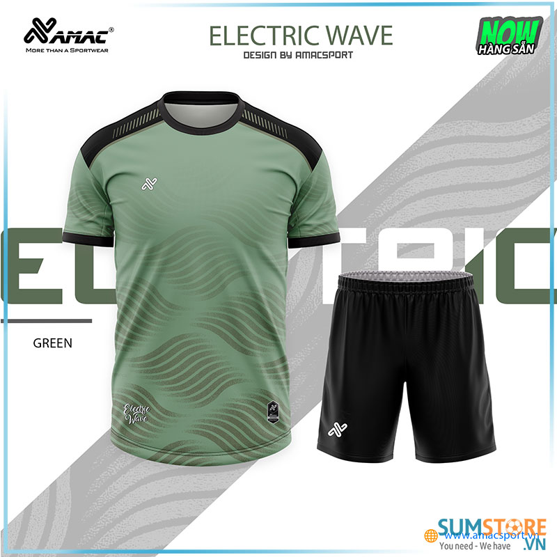 Áo thể thao không logo electric wave xanh lá - đồ thể thao nam nữ cao cấp