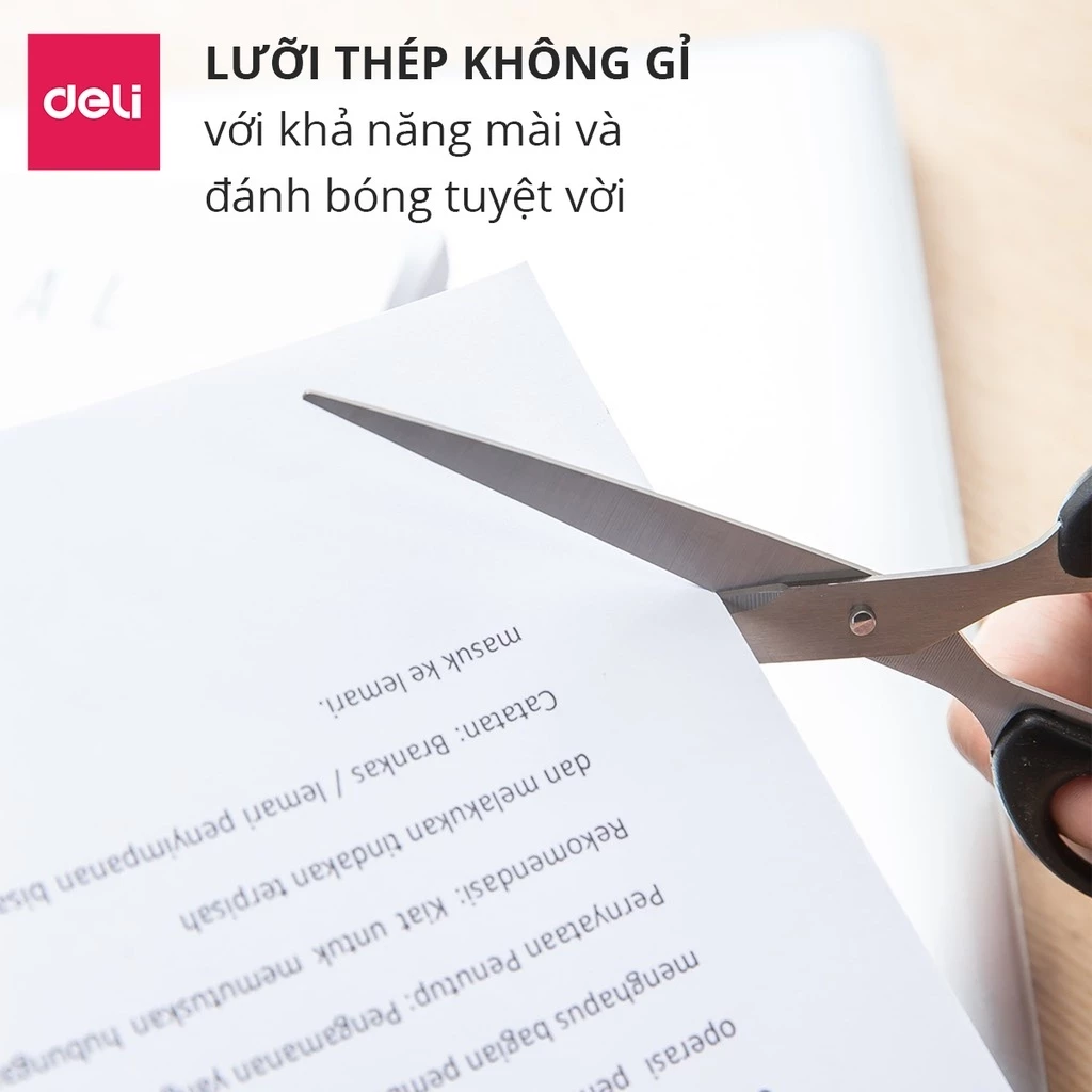 Kéo văn phòng 180mm Deli E6009 Lưỡi hợp kim thép cao cấp