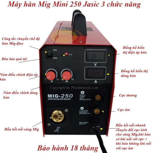 Máy hàn Mig không dùng khí 3 chức năng JASIC 250-MIG JASIC 250