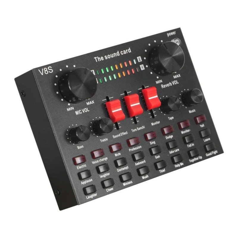 Sound Card V8S+bản nâng cấp có Bluetooth, Pin Sạc – Thu Âm Hát Livestream Karaoke