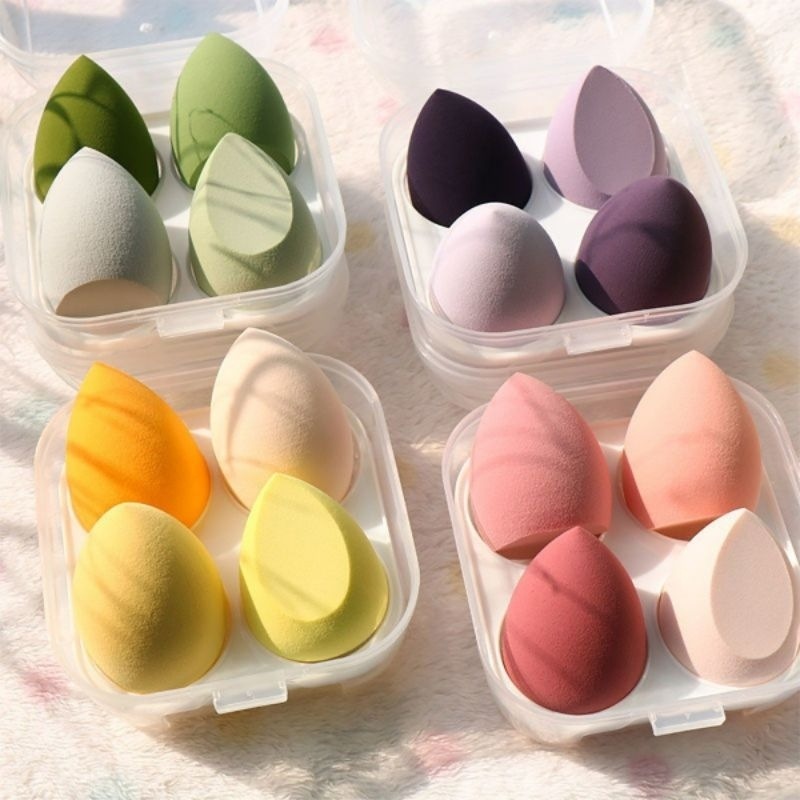 Set 4 mút, bông phấn trang điểm tán nền siêu mịn