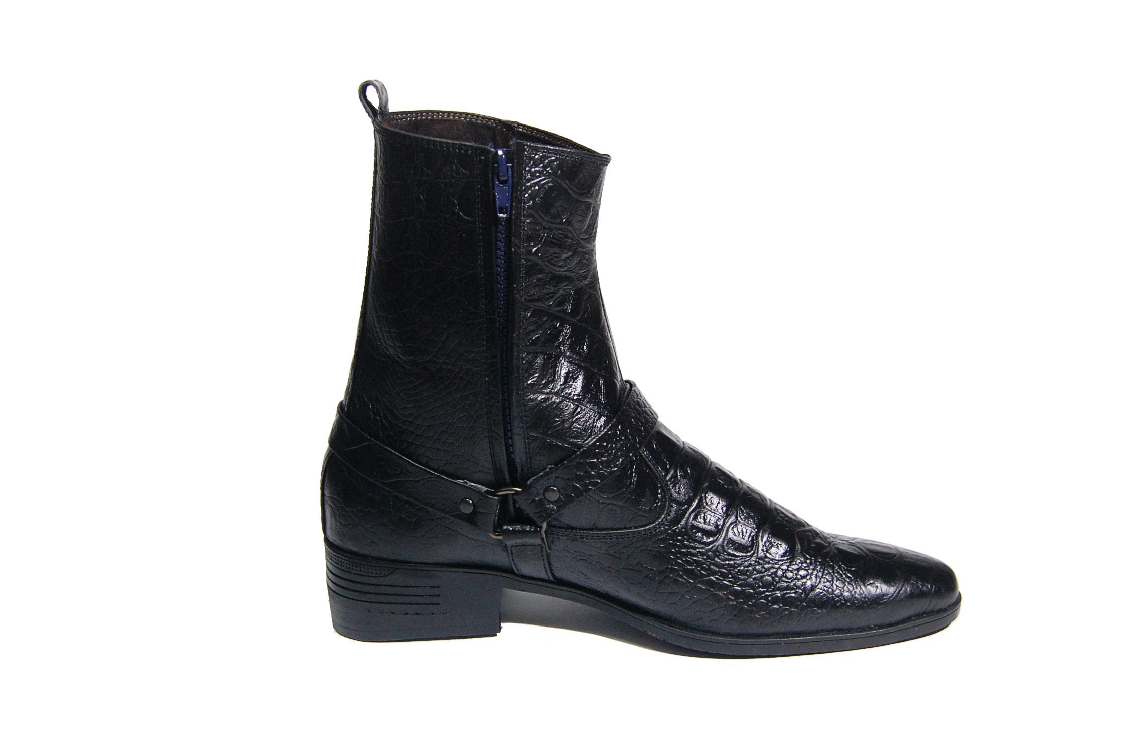 Giày boot da bò thật vân cá sấu. Bảo hành 12 tháng.MS: B137